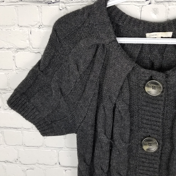 VINCE | alpaca/wool button short sleeve sweater - Picture 3 of 10